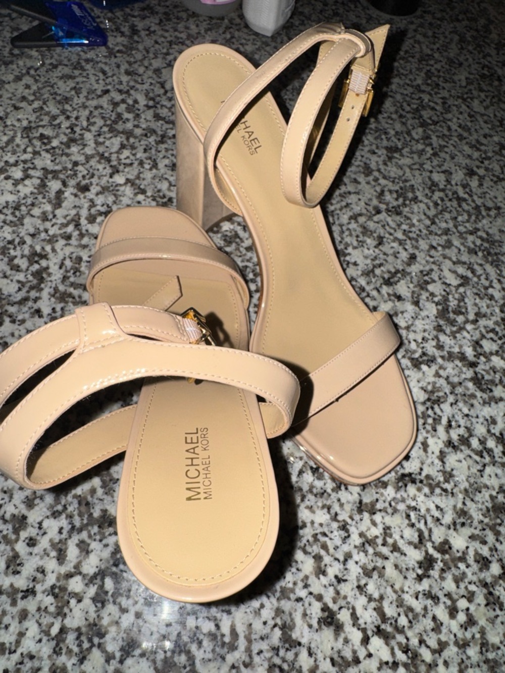 MICHAEL Michael Kors Blush Patent Block Heel Sandals